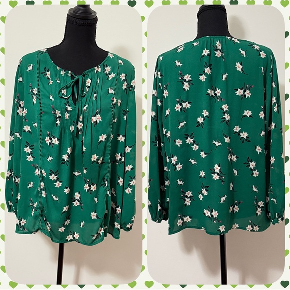 Collective Concepts Tops - Collective Concepts Emerald Floral Blouse